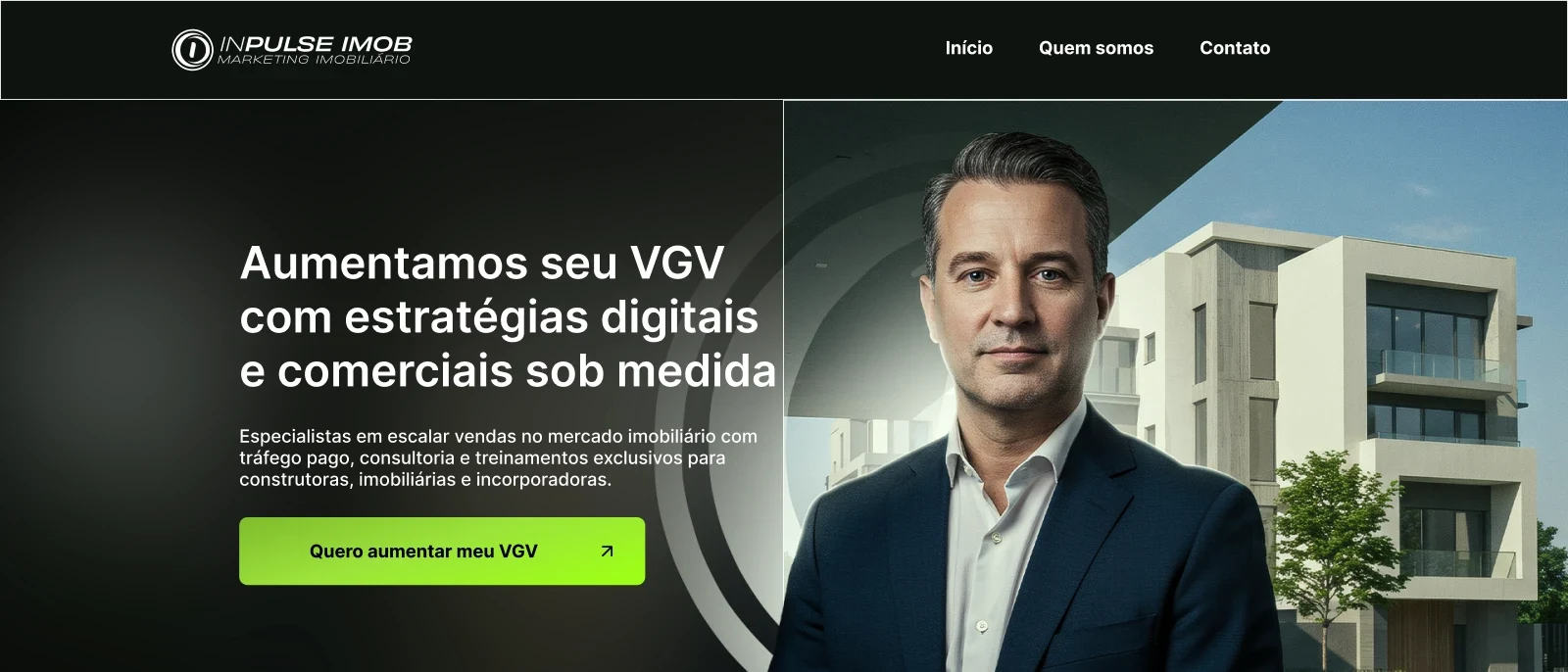 Landing page InPulse Imob, marketing imobiliário